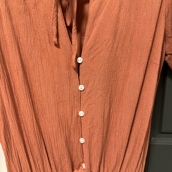 Abercrombie & Fitch Tiered Ruffle Mini Dress Terracotta Rust Orange Size Small - Picture 3 of 7